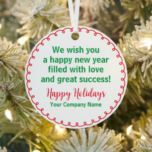 Runder Metal Weihnachtsfeiertag Custom Text Ornament Aus Metall