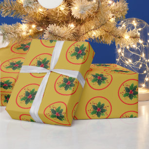 Runder Mistletowein Weihnachtswrapping Paper Geschenkpapier