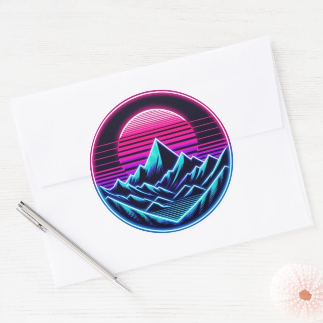 Runder Neonring - Minimaler Retro-Glanz Aufkleber (Umschlag)