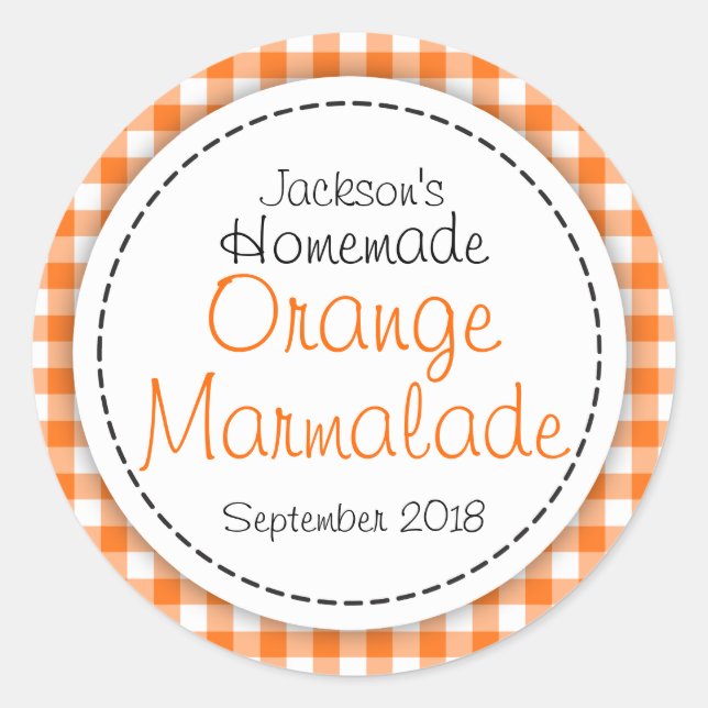 Runder Orange-Marmalade-Konfitüre Aufkleber (Vorderseite)