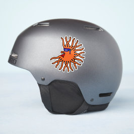 Runder orangefarbener Sonnenschein mit Gesichtscar Aufkleber
