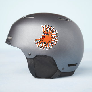 Runder orangefarbener Sonnenschein mit Gesichtscar Aufkleber