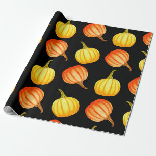 Runder orangefarbener und gelber Kürbis. Wasserkoh Geschenkpapier