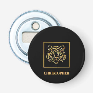 Runder personalisierter goldener Tiger-Flaschenöff Flaschenöffner