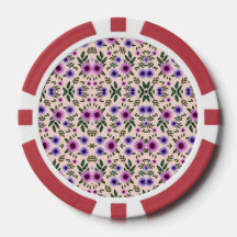 Runder Pokerchip mit Blumenmuster