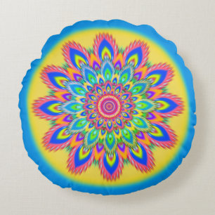 Runder Polster Mandala pyschedelic