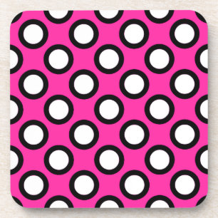 runder Punkt, Fuchsie, schwarz-weiß Untersetzer