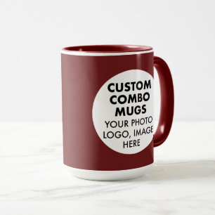 Runder Rahmen 2 Foto Logo groß bordeauxrot Custom Tasse