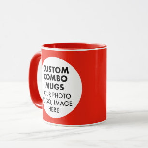 Runder Rahmen 2 x Foto Logo Rot Custom Combo Tasse