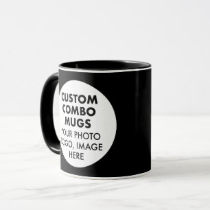 Runder Rahmen 2 x Foto Logo Schwarz Custom Combo Tasse