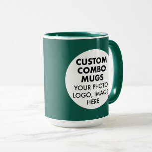 Runder Rahmen 2x Foto Logo groß Benutzerdefinierte Tasse