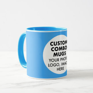 Runder Rahmen Foto Logo Hellblau Benutzerdefiniert Tasse