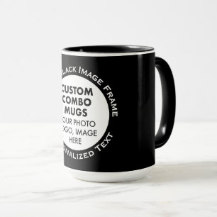 Runder Rahmen Foto & Text groß schwarzes individue Tasse