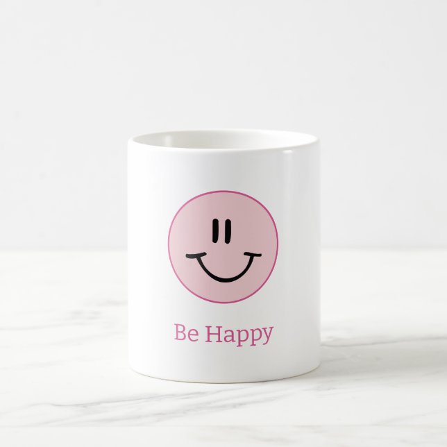 Runder rosa Glücklich lächeln Kaffeetasse (Mittel)