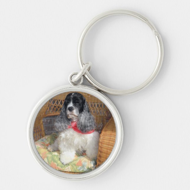 Runder Schlüsselanhänger Cockerspaniel-Emmas (Vorne)