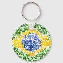 Runder Schlüsselanhänger für Brasil-Text-Flag