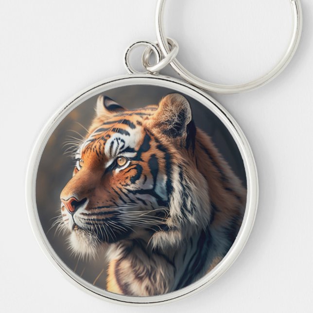 Runder Schlüsselanhänger Tiger in der Natur (Vorne)