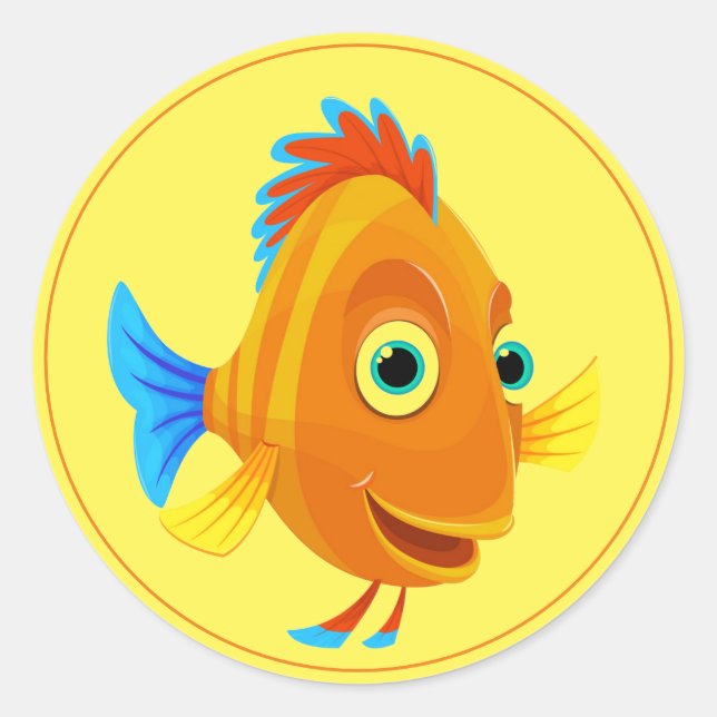 Runder Sticker-Fisch Runder Aufkleber (Vorderseite)