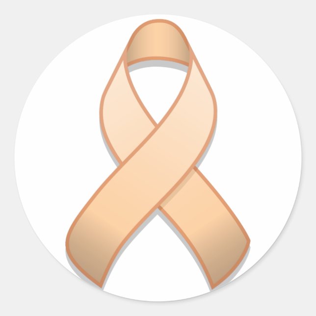 Runder Sticker für die Peach Awareness Ribbon (Vorderseite)