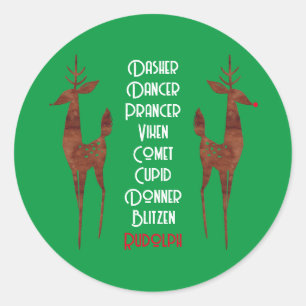 Runder Sticker - Rentier des Weihnachtsmanns - Rud