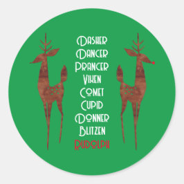 Runder Sticker - Rentier des Weihnachtsmanns - Rud