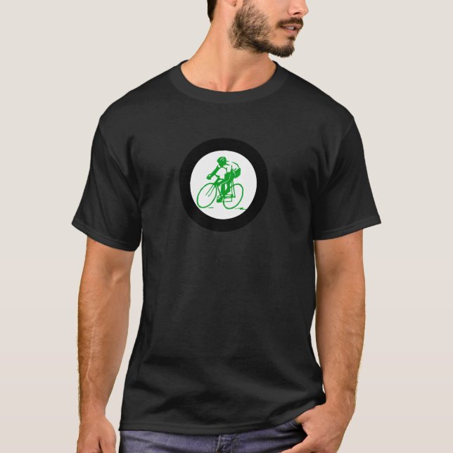 runder T - Shirt Logo des grünen Radfahrers (Vorderseite)