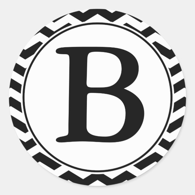 Runder Umschlag Aufkleber mit Monogramm - Schwarz/ (Vorderseite)