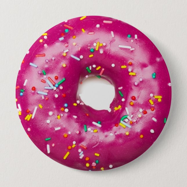 Rundes Abzeichen - Helle Pinkfarbene Donut Button (Vorderseite)