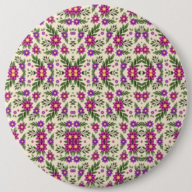 Rundes Blumenmuster mit aufwendiger violetter  Button (Vorderseite)