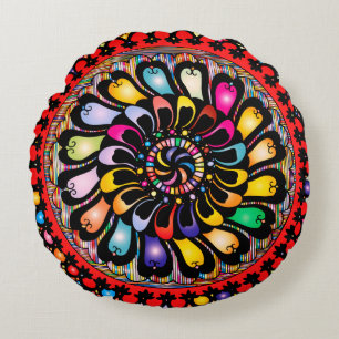 Rundes Bohemian-Kissen mit Muster Kissen