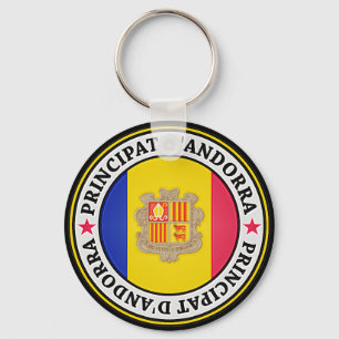 Rundes Emblem Andorras Schlüsselanhänger
