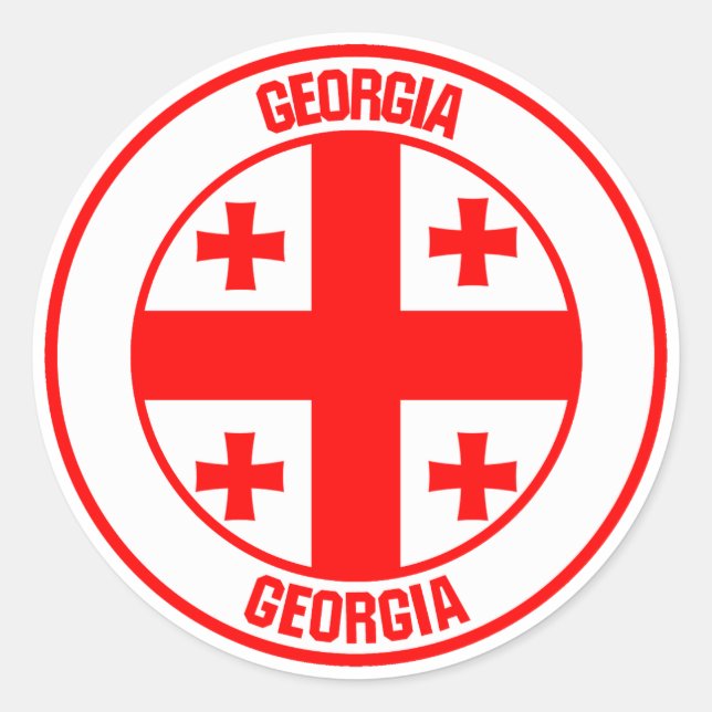 Rundes Emblem Georgia Runder Aufkleber (Vorderseite)