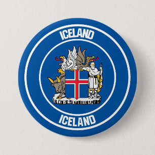 Rundes Emblem Islands Button