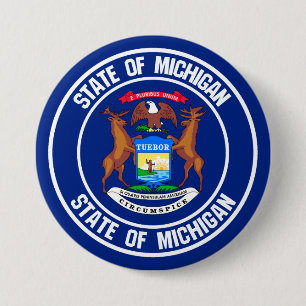 Rundes Emblem Michigans Button