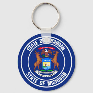 Rundes Emblem Michigans Schlüsselanhänger