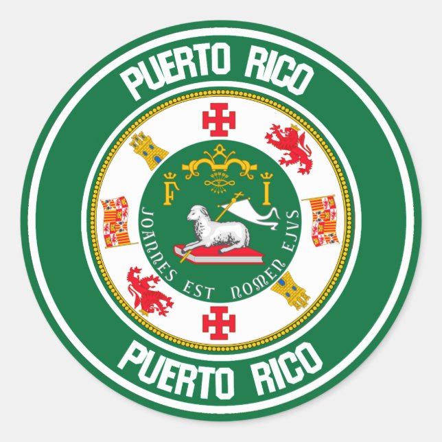Rundes Emblem Puertos Rico Runder Aufkleber (Vorderseite)