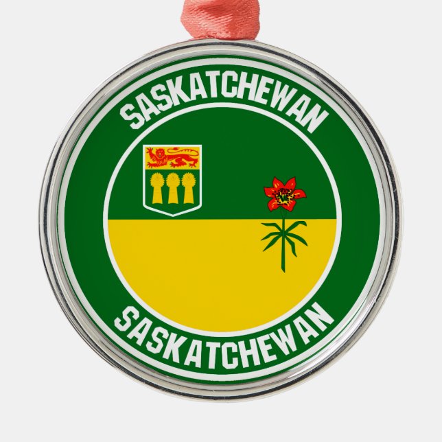 Rundes Emblem Saskatchewans Ornament Aus Metall (Vorne)