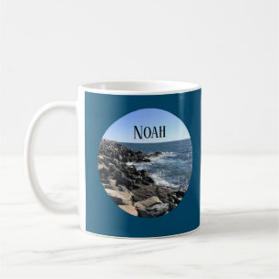Rundes Foto des dunklen blauen Ozeans Kaffeetasse