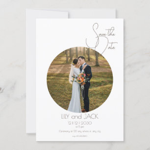 Rundes Foto Save-the-Date Minimalistische Einladun Einladung