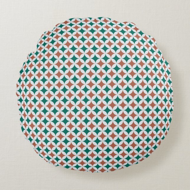 Rundes geometrisches Kissen vintage pattern Kreise (Vorderseite)