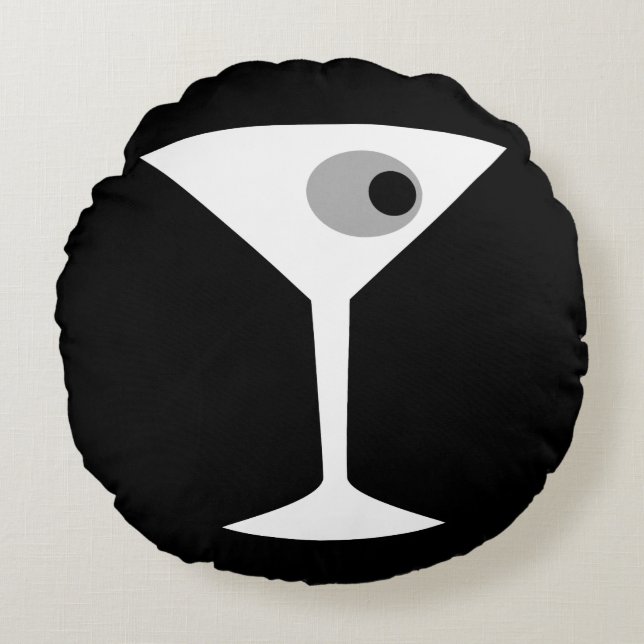 Rundes Glaskissen Film-Noir Martinis Rundes Kissen (Vorderseite)