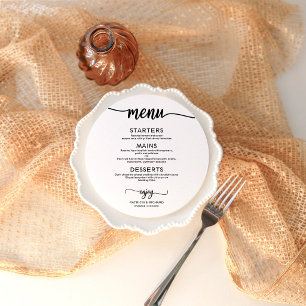 Rundes Hochzeitsmenükarten-Design mit einfacher el Menükarte