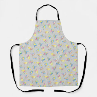 Rundes Kissen Aquarell Vögel und Blumen Schürze