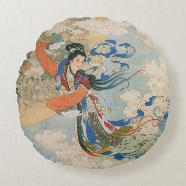 Rundes Kissen der chinesischen Mond-Göttin (Vorderseite)