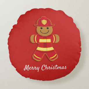 Rundes Kissen des Lebkuchen-Feuerwehrmann-
