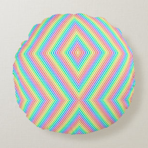 Rundes Kissen mit einem lebendigen, regenbogenfarb