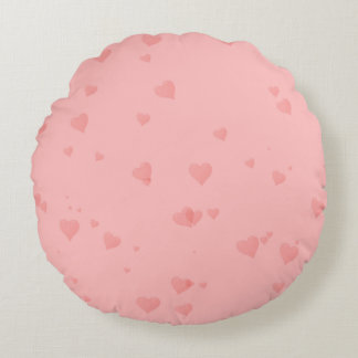 Rundes Kissen mit rosa Herz-Muster