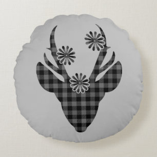 Rundes Kissen - Weihnachtsmuster Hirsch