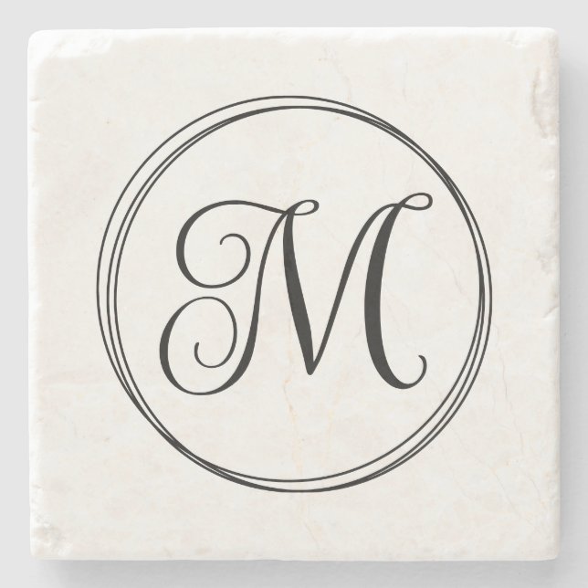Rundes, lockiges Schriftmonogramm Steinuntersetzer (Vorderseite)