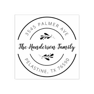 Rundes Logo der Familienname-Rücksendeadresse Gummistempel